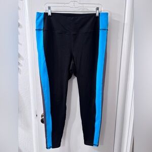 Torrid Black with Blue Stripe High Performance Active Leggings Ankle Length